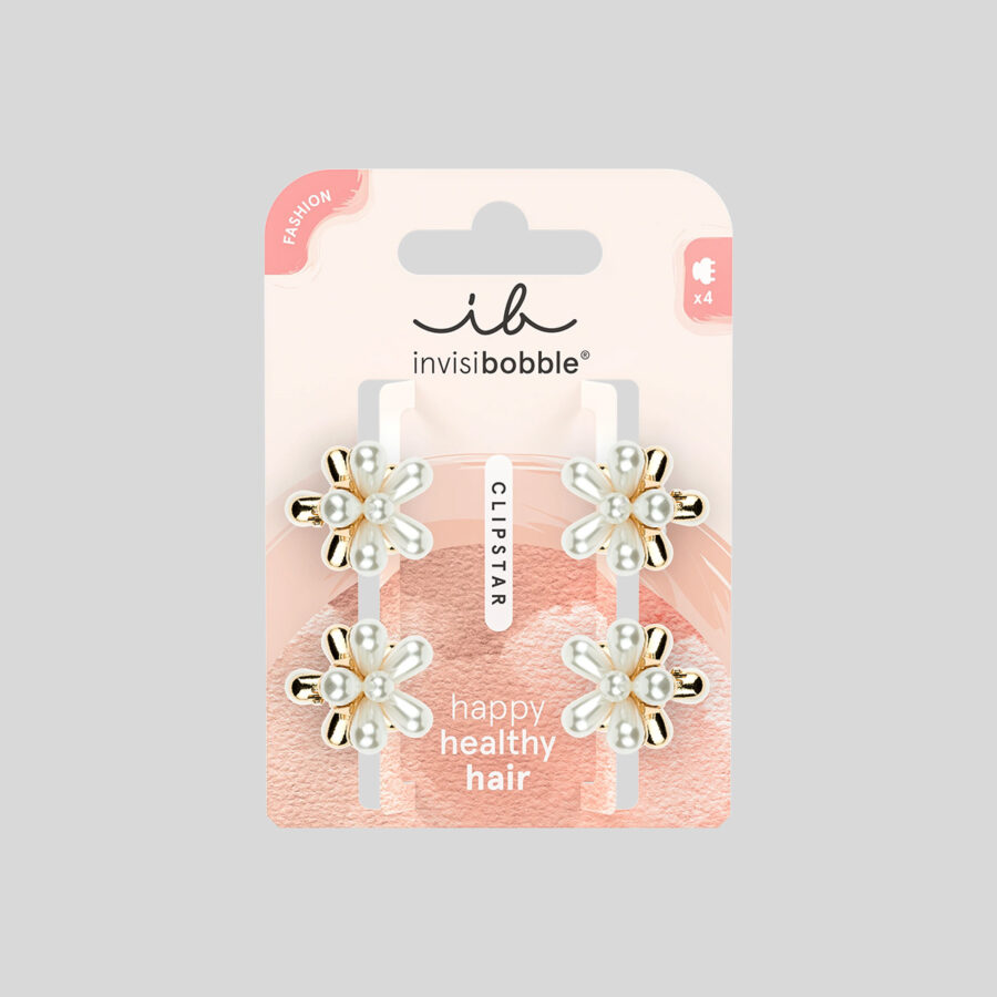Invisibobble CLIPSTAR Pearly Flower plaukų segtukai, 4 vnt.