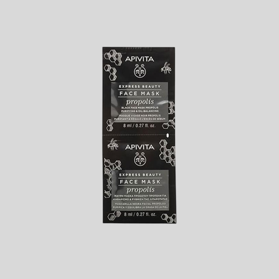 Apivita Express Beauty veido kaukė riebiai odai su propoliu, 2x8 ml