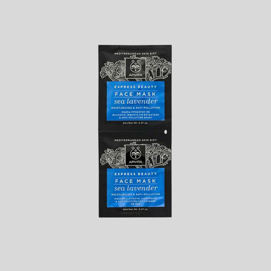 Apivita Express Beauty veido kaukė su jūros levandomis, 2x8 ml