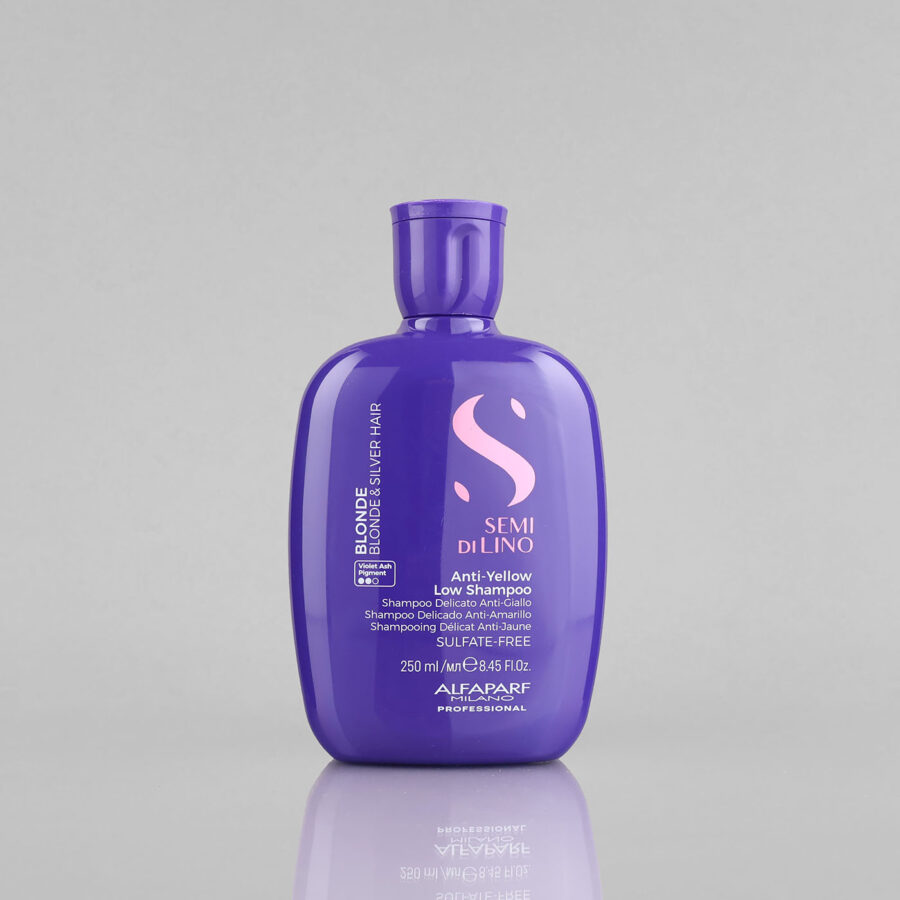 Alfaparf Milano Semi di Lino Blonde Anti-Yellow violetinis šampūnas šviesiems plaukams, 250 ml