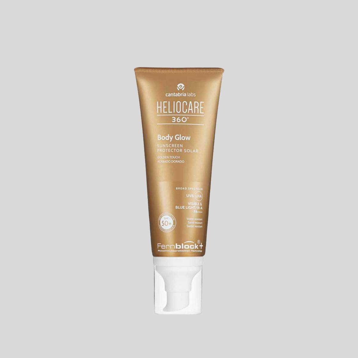 Heliocare 360° Body Glow blizgus kūno gelis deginimuisi SPF 50+, 100 ml