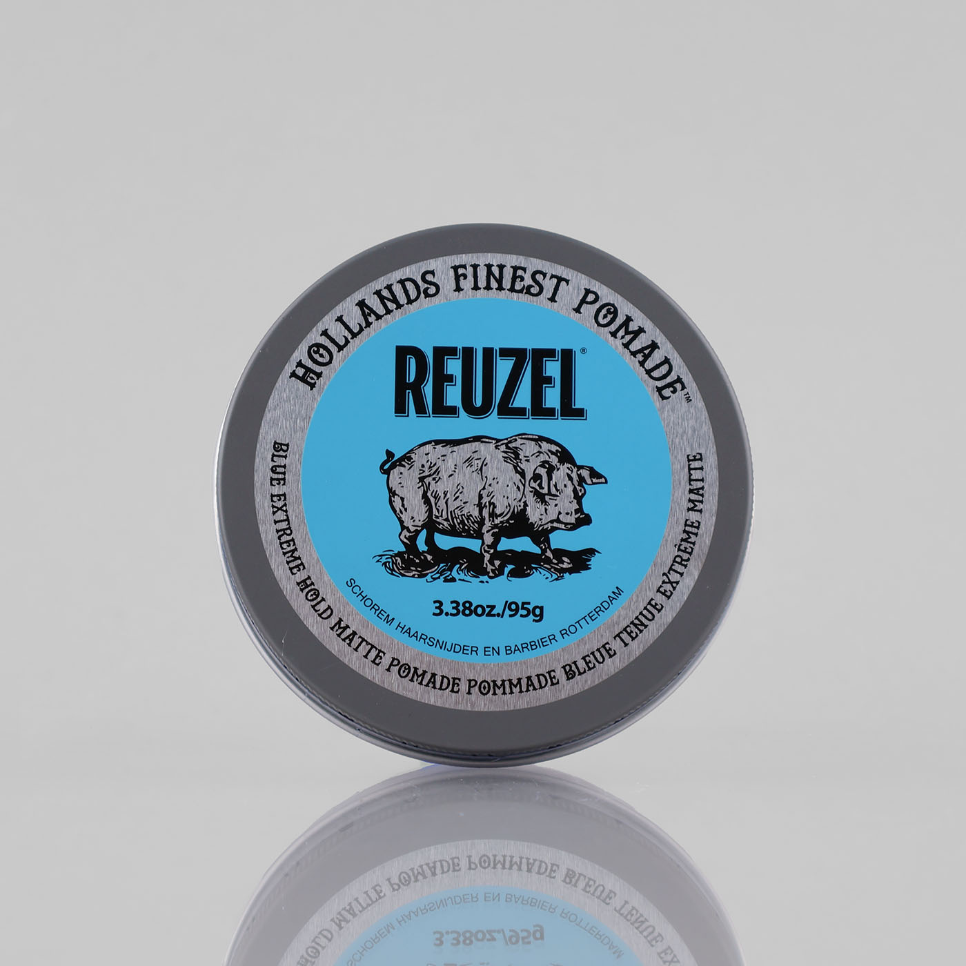 Reuzel Blue Extreme Hold Matte Pomade itin stiprios fiksacijos matinė plaukų pomada plaukų, 95 g