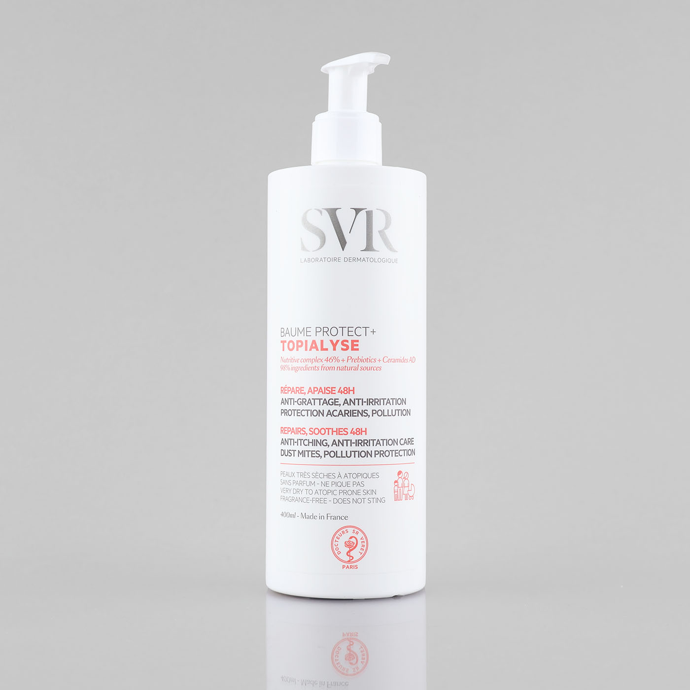 SVR Topialyse Baume Protect+ maitinamasis balzamas sausai, niežėti linkusiai ir atopiškai odai, 400 ml