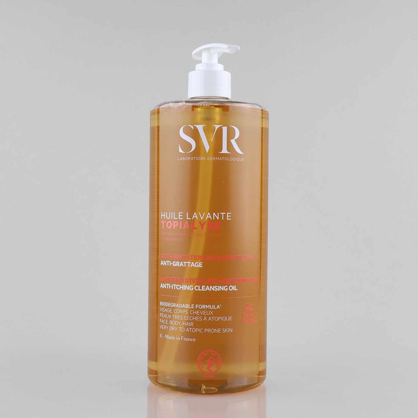 SVR Topialyse Cleansing Oil aliejinis kūno prausiklis itin sausai, niežtinčiai ir atopiškai odai, 1000 ml
