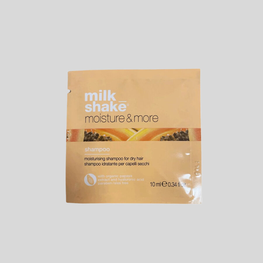 Milk Shake Moisture Plus (Moisture & More) Shampoo drėkinantis šampūnas sausiems plaukams, 10 ml