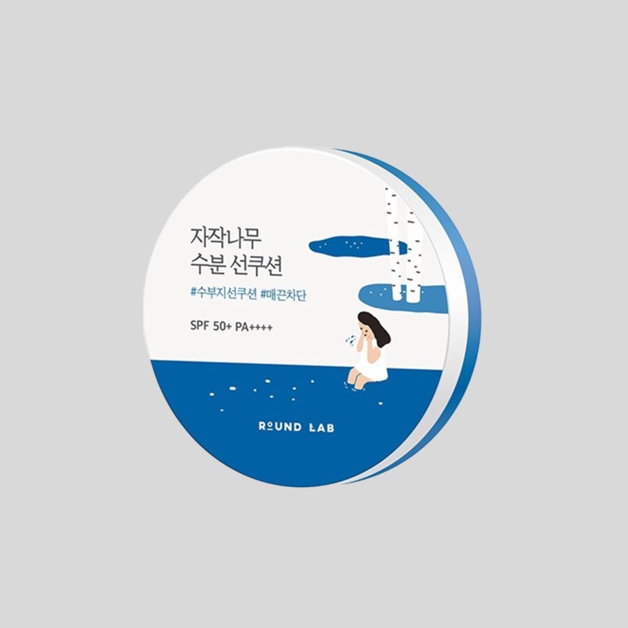 Round Lab Birch Juice Moisturizing Sun Cushion SPF50+ PA++++ priemonė nuo saulės, 15 g