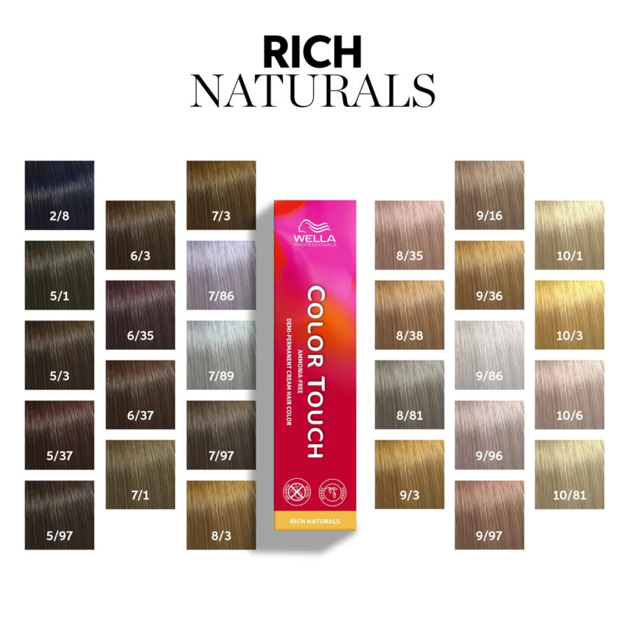 Wella Professionals Color Touch Rich Naturals plaukų dažai be amoniako, 60 ml