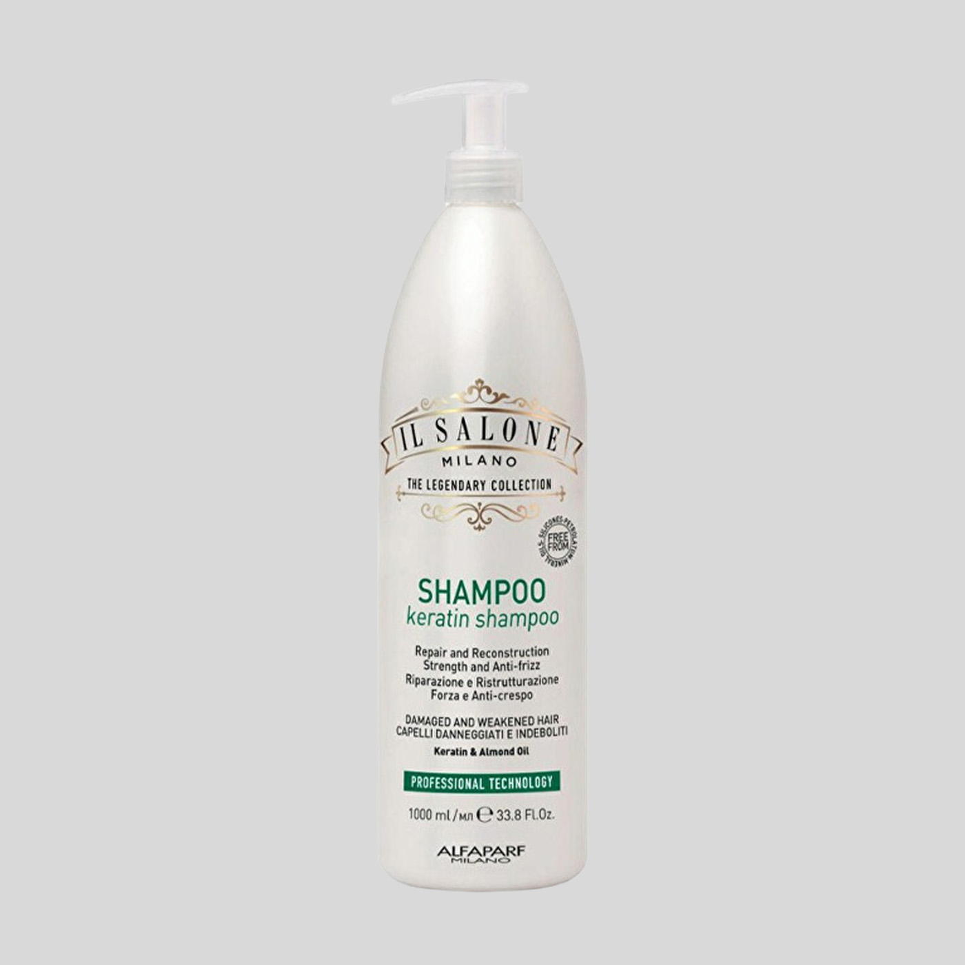 Alfaparf Milano Il Salone Milano Keratin šampūnas pažeistiems plaukams, 1000 ml