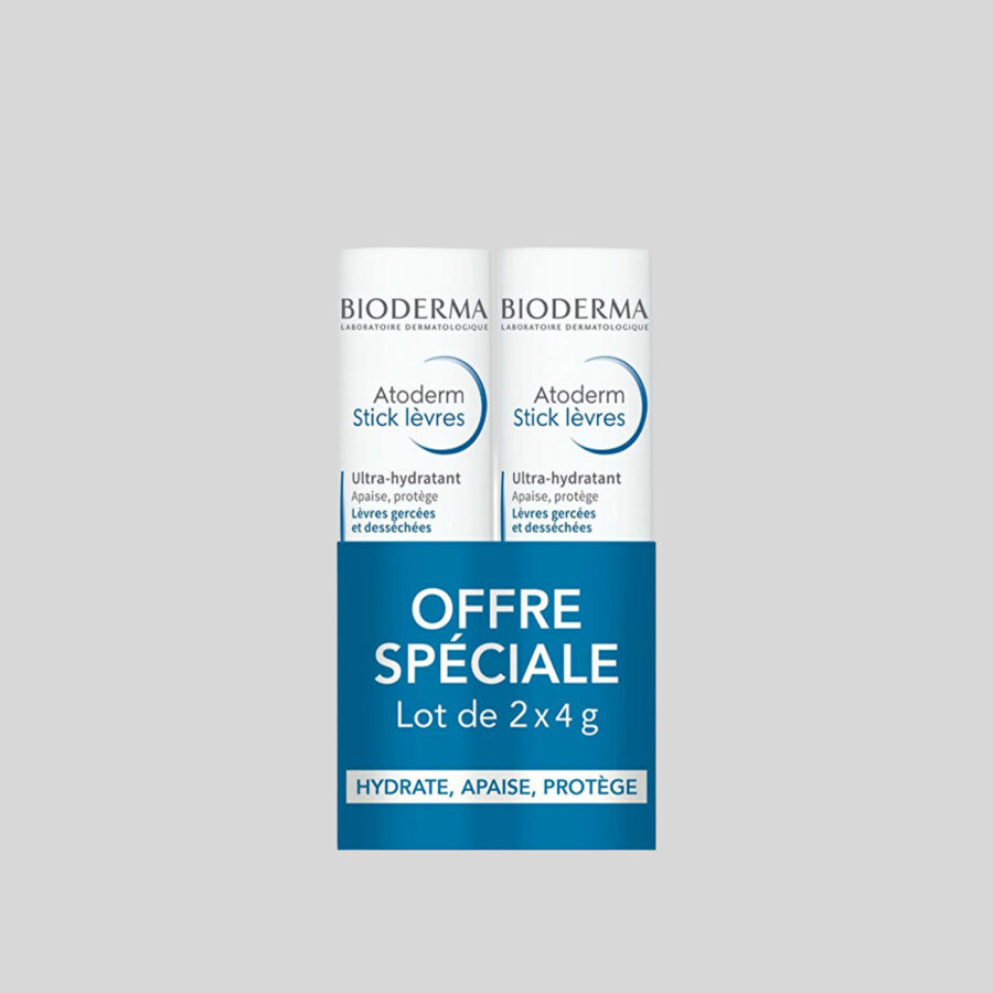 Bioderma Atoderm Ultra-Hydrating drėkinamasis lūpų balzamas, 2 x 4 g