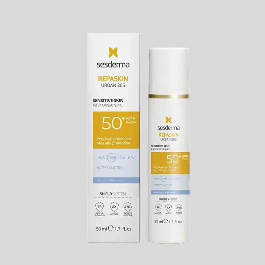 Sesderma Repaskin Urban 365 Sensitive apsauginis veido kremas nuo saulės jautriai odai SPF 50+, 50 ml