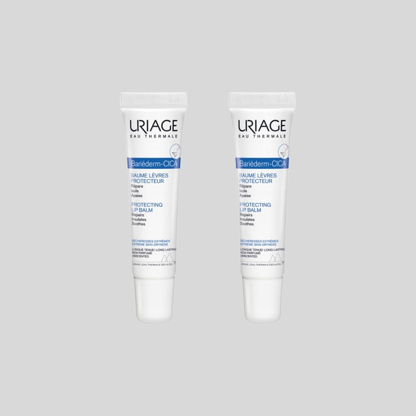 Uriage Bariéderm Cica-Lips atkuriamasis lūpų balzamas, 2 x 15 ml