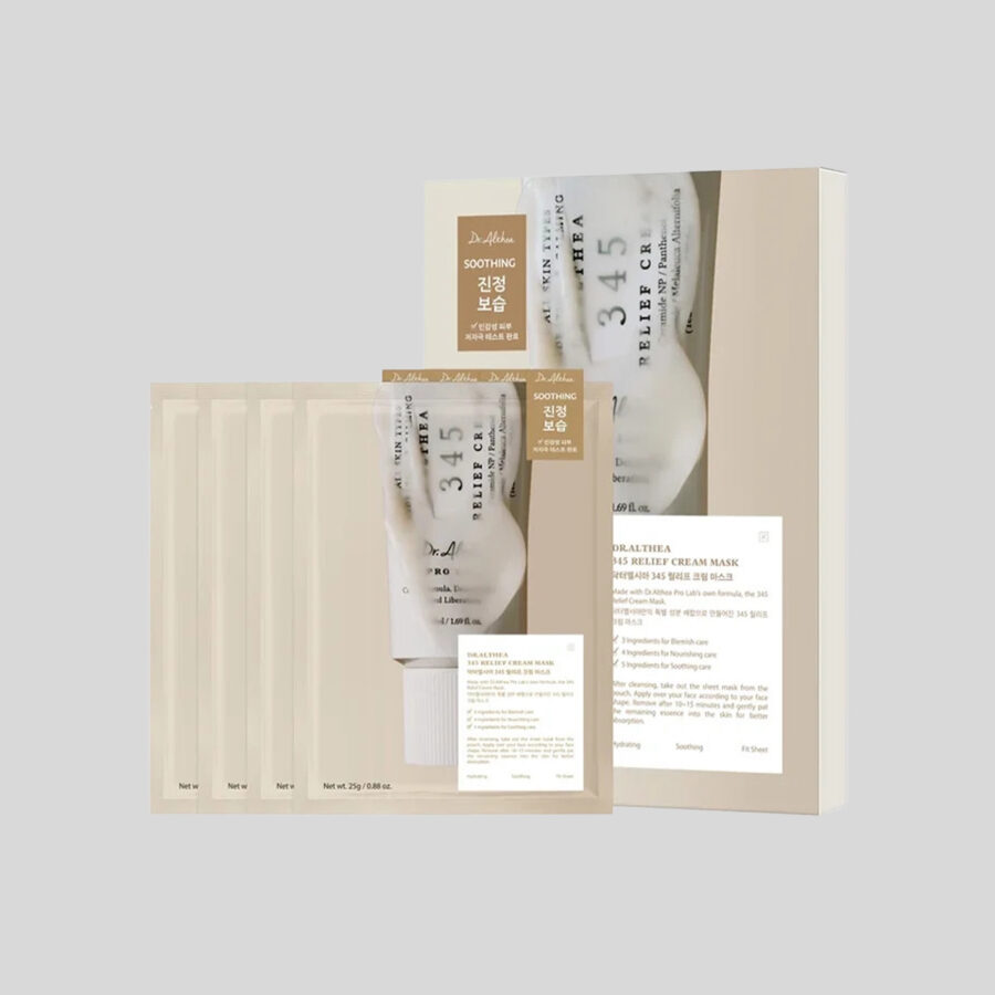 Dr. Althea 345 Relief Cream Mask raminamoji lakštinė veido kaukė, 4 x 25 g